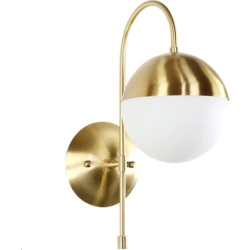 Nordic Bedroom Bedside Lamp Wall Lamp Simple Modern Aisle Corridor Hotel Golden Background Wall Lamp Creative LED Lamp