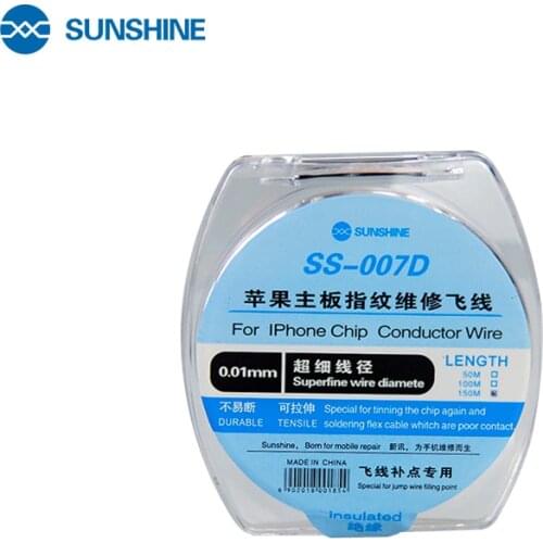 SUNSHINE SS-007D 0.01mm jump wire line linprecision flexible circuit dedicated for iphone chip repair jump conductor wire 150m