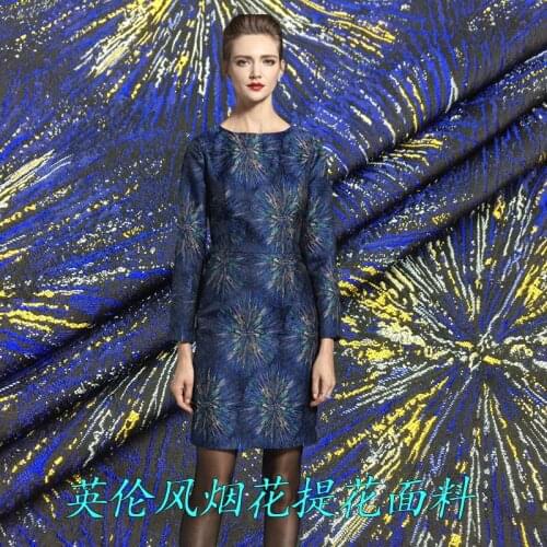 HLQON High quality fireworks style embroidery yarn dyed jacquard brocade fabric used for tissue women dress clothing patchwork