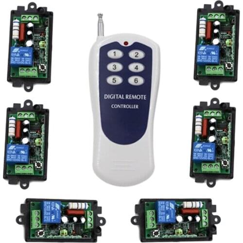 Smart wireless remote switch 220v,Power Switch System 6 Receiver& 1 Transmitter 6CH 10A Light Lamp LED SMD ON OFF SKU: 5177