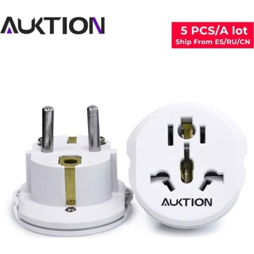 AUKTION 5Pcs/Lot 16A Universal EU(Europe) Power Plug Socket Adapter Converter Adapter 250V AC Travel Charger US UK AU