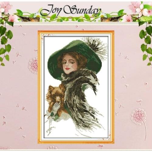 Lady with a Pet Patterns Counted Cross Stitch 11CT 14CT Cross Stitch Sets Chinese Cross-stitch Kits Embroidery Needlework
