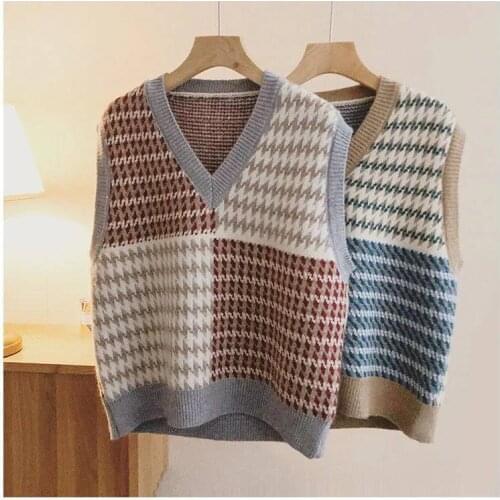 Knitted Sweater Vintage Sweater Vest 2021 New Style Womens Winter Korean Loose Outer Wear Female knitted Vest Womens Clothing