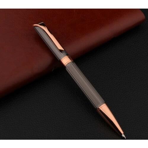 High Quality Brand 220 Metal Ballpoint Pen Gun gray Rose gold Lattice pattern 0.7 Nib ink pens ball point pen new