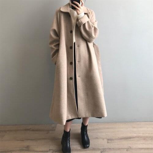Alien Kitty Winter Woolen Elegant Long Coats Straight Warm High Quality 2021 Office Lady Streetwear New Women Trench Windbreaker