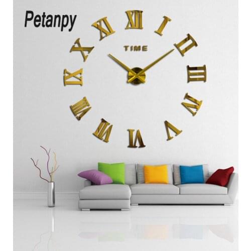 2019 New Large Wall Clock Personalized Big Wall Clock 3D DIY Clock Acrylic Mirror Wall Sticker Quartz Modern Home Decoration
