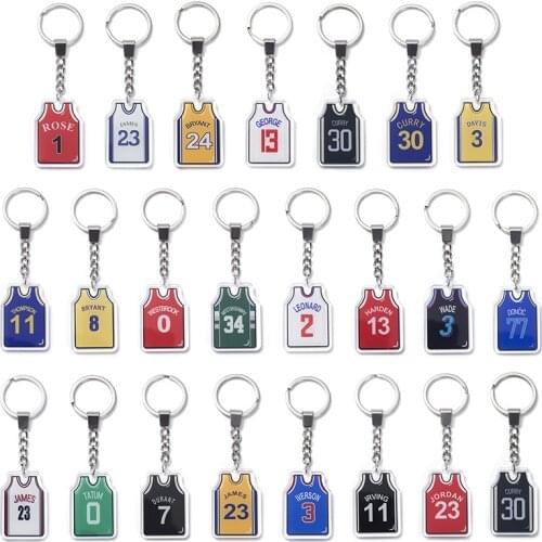 24 Styles Creative Jersey Keychains Pendant Key Chain Gifts Basketball Fans Acrylic Jewelry Basketball Lover Trinket Souvenir