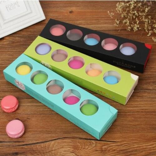 5 Grid Macaron Boxes Cookie Cake Macaroon Chocolate Box Wedding Party Gift Packing Box SN2739