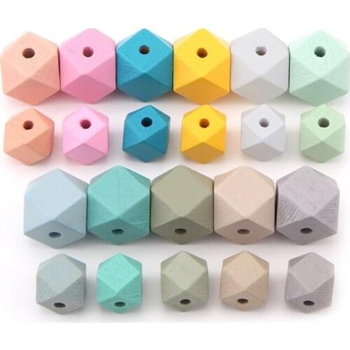 50PC Wooden Geometric Beads DIY 15mm for Bracelet Necklace Accessories Jewelry Making