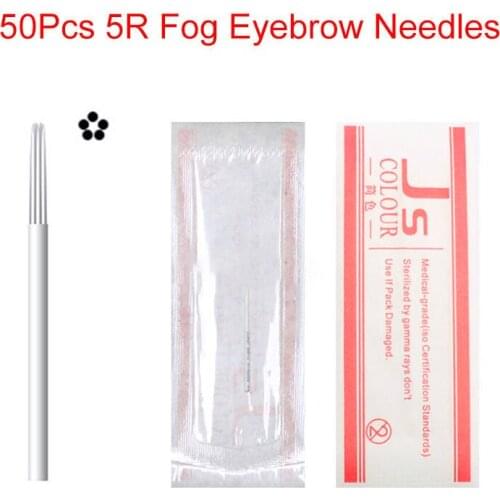 50Pcs Professional Sterilized 5 Pin Round 5R Fog Eyebrow Needles High Quality Manual Tattoo Pen Machine Micro blading Needles-C0