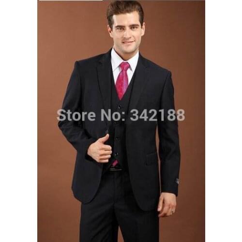 FREE SHIPPING Two Buttons Black Groom Tuxedos/Notch Lapel Best Man Groomsmen Men Wedding Suits/Bridegroom wedding men suitsweddi