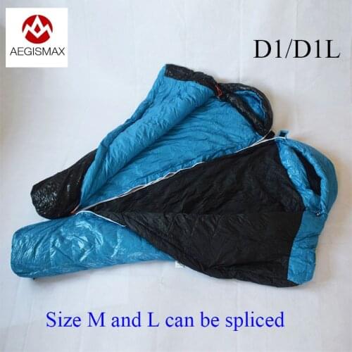 Free shipping Aegismax D1/D1 L filling 380/400 grams white duck Down mummy sleeping bag UL series