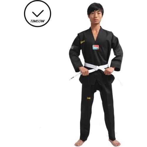 Child Adult BLACK Tae kwon do Clothes Doboks Taekwondo Karate Uniform Noble and Unique Design Mesh Lines