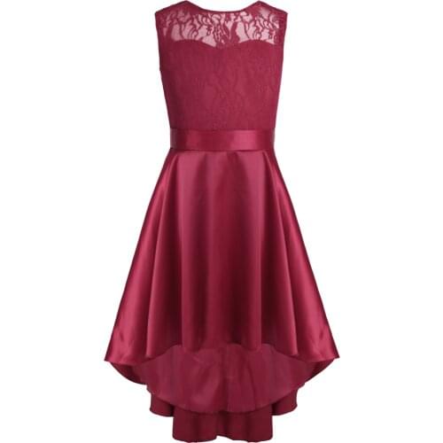 Kids Girls Party Dresses Lace High-low Hem Flower Girl Dress Princess Pageant Wedding Bridesmaid Birthday Party Dance Costume