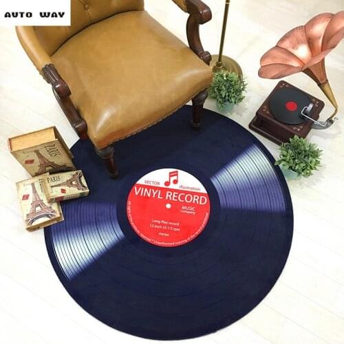 Europe fashion mats Creative Round mats Retro black carpet study room Vinyl record pattern rug Decorative carpet free shipping
