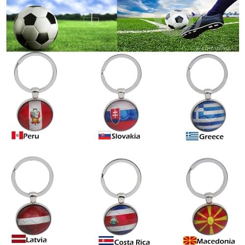 Football World Cup Slovakia Latvia Greece Costa Rica Peru Macedonia National Flag Keyring Keychain souvenir