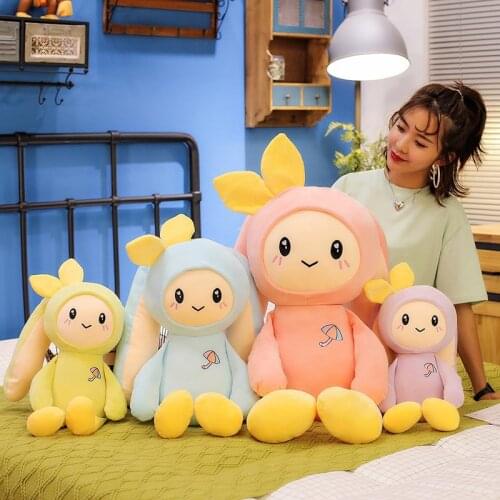 Kawaii Creative Big Ear Bunny Plush Soft Stuffed Toy Animals Rabbit Sleeping Cartoon Pillow Doll Birthday Gift for Children Kids