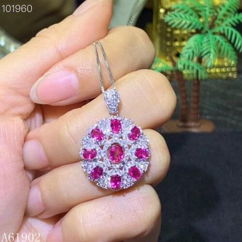 KJJEAXCMY boutique jewelry 925 sterling silver inlaid natural pink sapphire gemstone female luxury pendant necklace support test