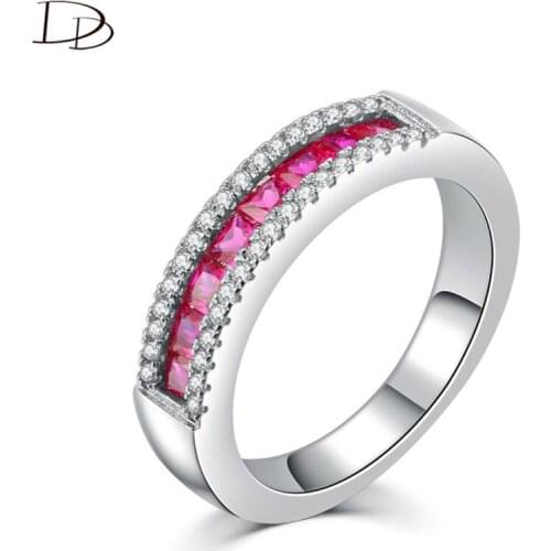 Pink Stone Inlay Rings For Women -silvery-Jewelry Chic Rhinestone Ring Vintage Wedding Anillos Gifts Wholesale Dd212