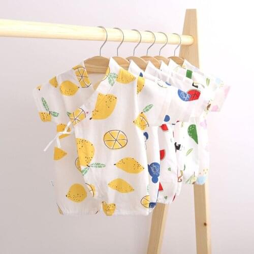 Infant Baby Romper 2021 Summer New Cotton Lemon Print Baby Girl Romper Lightweight Breathable Baby Boy Short-sleeve Kimono 0-24