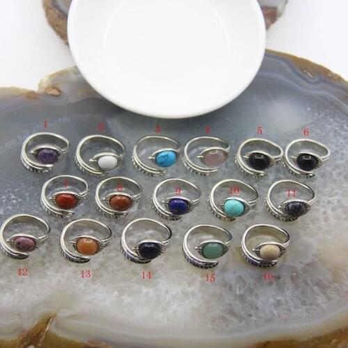 Beautiful Snake shape Adjustable Personalized Finger Rings,Oval Natural Quartz Crystal Open Rings For Women Men Jewelry