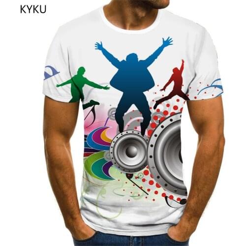 Kyku Brand Music T-Shirt Men Colorful Tshirt Printed Party Anime Clothes Hip Hop Funny T Shirts Mens Clothing Summer New Slim