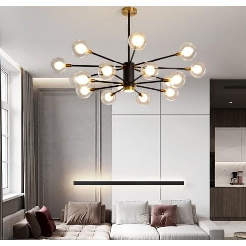 Nordic Led tree branch Chandeliers Dining Room Kitchen chandelier black Lamp Glass ball Ceiling Chandelier For Bedroom luminaria