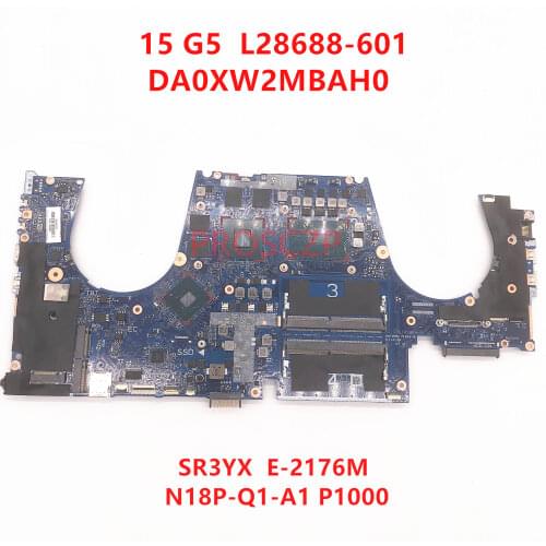 For HP ZBOOK 15 G5 L28688-001 L28688-501 L28688-601 Laptop motherboard DA0XW2MBAH0 with E-2176M CPU P1000 100% full Tested
