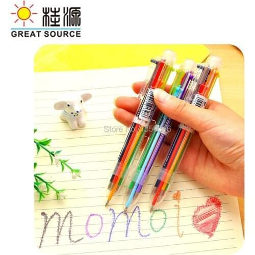 Multi Color Multi Function Pen Six Color Clear Barrel(4PCS)