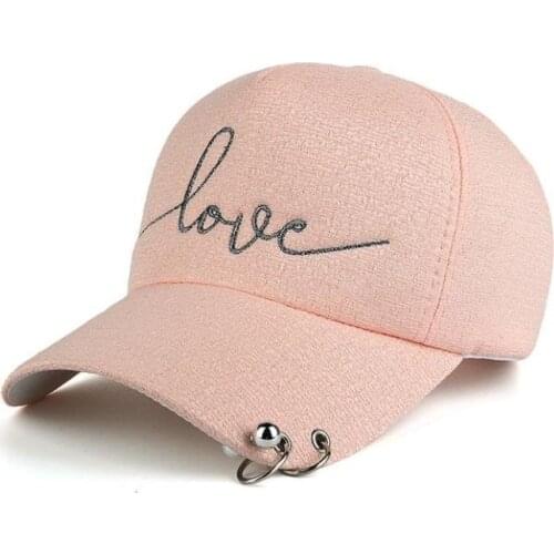 YLWHJ 2020 NewNew arrival high quality snapback cap iron hoop bead on visor love embroidery hat for women baseball cap