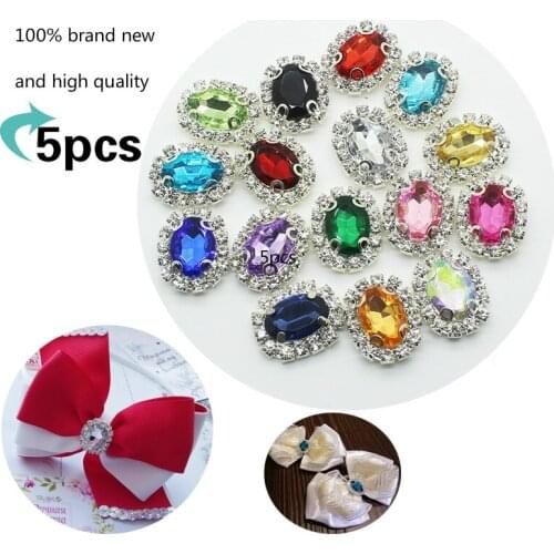 New Metal Buttons For Clothing 5pcs/Lot 15x20mm Rectangle Acrylic Sewing Handwork Buttons Decoration Mix Color