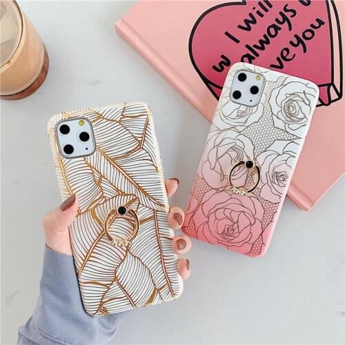 Luxury Flower Case for Huawei P30 P20 Pro Lite Case Silicone Soft Glitter Cover for Huawei Mate 20 30 Pro Lite Case Ring Holder