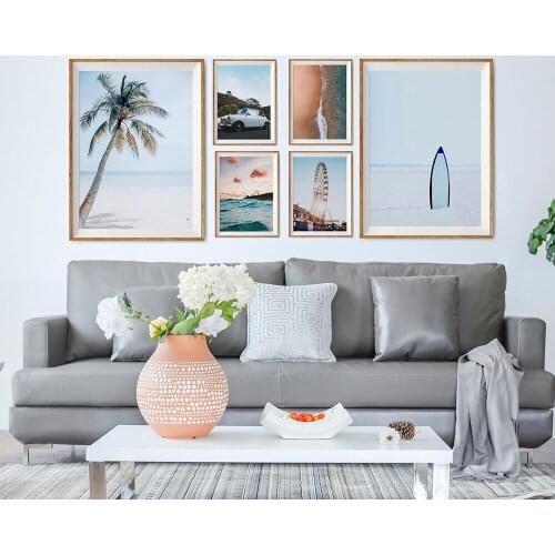 Nordic Art Poster Canvas Painting Modern Seaside Pavement Playground Scenery Painting and Printmaking Home Decor Bedroom Mural