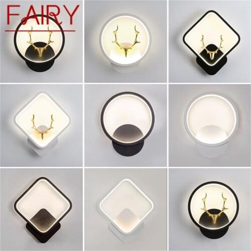 FAIRY Nordic Creative Wall Sconces Lamp Contemporary Deer Head Light Fixtures for Home Indoor Bed Room