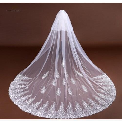Wedding Veils with Comb Two-Layer Lace Edge Bridal Veils Cathedral Wedding Veil