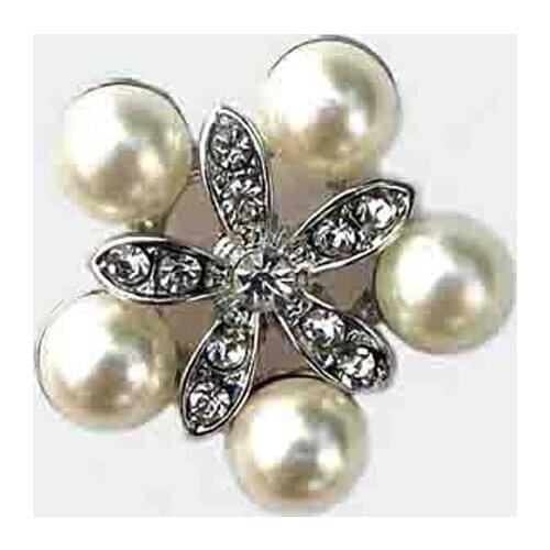 Unique wholesale 28mm crystals pearl alloy flower flat back buttons bridal embellishment ornament accessory 12pcsx