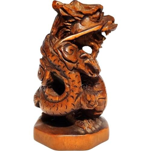 Y6620 - 2" Hand Carved Japanese Boxwood Netsuke - Zodiac Dragon