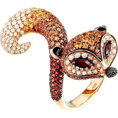 Jewel Fox Korean Fashion Rings for Teen Girls Accessories for Women Fox Tail Rings for Women Aesthetic Rings Jewelry for Women