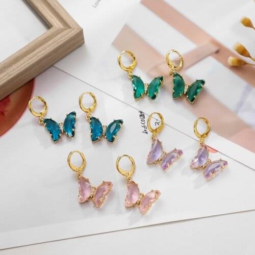1pcs New Zircon Butterfly Pendant Korean Earrings for Women romantic Sweet Fashion Earrings Dating Work Jewelry Accessories 2020