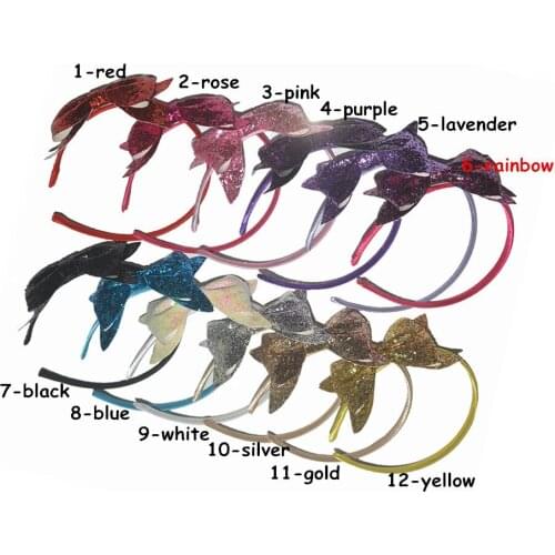 10pcs/lot Ribbon Covered Plastic Headband with Synthetic Leather Hair Bow Knot Kids Lovely Bling Hair Band hair hoop