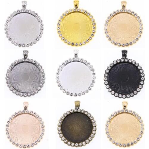 3pcs/lot Fit 30mm Round Cabochons Rhinestones Cameo/Glass Frame bezel Settings Tray blank DIY Accessory Making