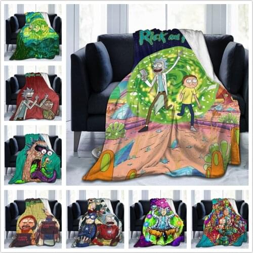 Rick Morti 3D Blanket Flannel Bed Throw Soft Cozy Bedspread Sofa Gift All Season Living Room/Bedroom/Office Warm Blanket