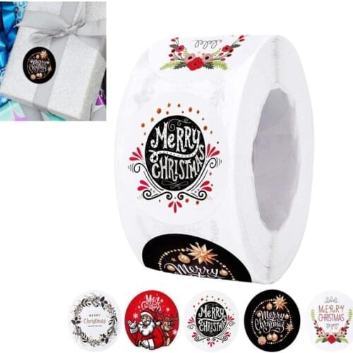 500pcs Christmas Stickers Tags Santa Claus Sticker Label Plant Flower Wrapping Gift Box Label Stationery Sticker 1 /1.5 inch
