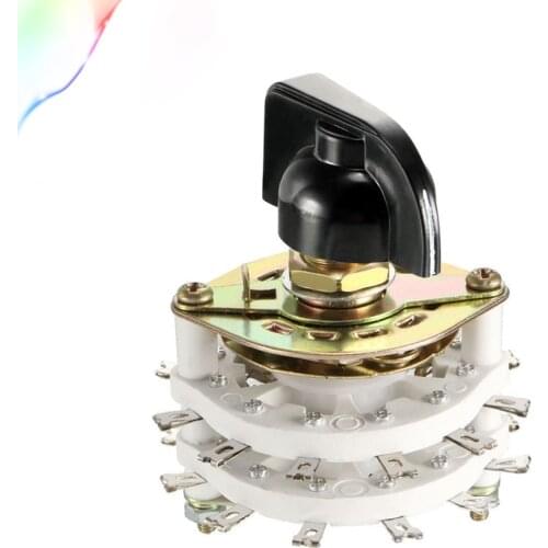 6P3T 6 Pole 3 Position 2 Deck Band Channel Rotary Switch Selector with Knob