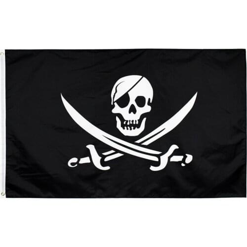 90*150cm Large Skull Headband Crossbones Pirates Flag Jack Rackham Flag