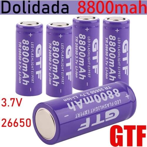 100% New 3.7V 26650 Battery 8800mAh Li-ion Rechargeable Battery For LED Flashlight Torch Li-ion Battery accumulator battery