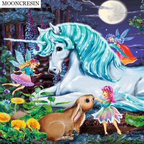 Diy Diamond Embroidery Animals Mosaic Pictures Unicorn & Rabbit 5D Diamond Painting Cross Stitch Wedding Decoration Wall Sticker