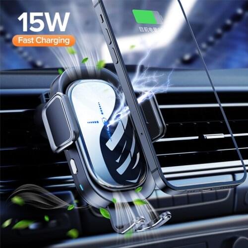 Car Phone Holder Wireless Charger 15W Qi For iPhone 12 11 Pro Max Xiaomi mi 10 9 Huawei Samsung S9 S10 Fast Charging Car Mount