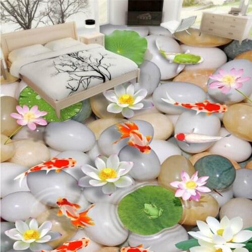 Beibehang pebbles 3D floor painting Custom papel de parede mural wallpaper wear non-slip waterproof self-adhesive PVC wall paper