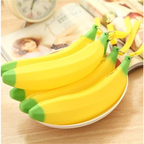 200 pcs novelty banana pencil case kawaii pencil bag rubber coin purse estuches school supplies stationery